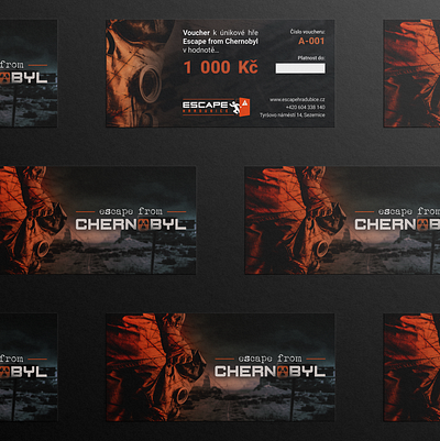 Escape from Chernobyl voucher bomb branding catastrophe chernobyl czech design escape escape from chernobyl escape game game gas mask graphic design hradubice indesign photoshop print pripyat reactor ukraine voucher