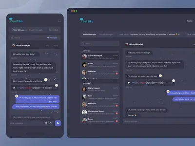 Dark Chat Dashboard application chat chat app chat dashboard conversation dark dark mode dashboard messenger minimal ui ux web chat