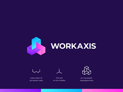 WorkAxis - Logo Concept 3d 4d axis brand identity branding concept design flat gradient graphic design hexagon icon impossible shape logo logo design logo designer minimal symbol technology ui