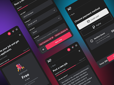 XP Game Jobs candidate darkmode dashboard design equal gamedev gaming jobboard jobs jobsearch mobile payments platform recruiter responsive ui userexperience userinterface ux webapp