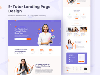 E-Tutor Landing Page Design elearning elearning landingpage etutor landingpage learning website leraning tutor tutor landing page tutor website ui design ux design web design web uidesign website