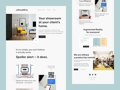 refinedAR – Landing Page ar augmented reality furniture interior design landing page minimal webdesign webflow