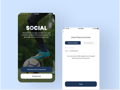 Social Networking Football App app app design app development design design concepts graphic design ui uiux design