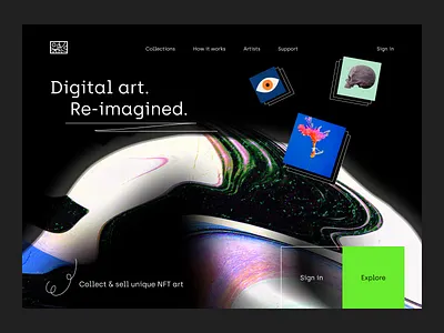 ~ digital art NFT – marketplace ~ abstract art bitcoin crypto crypto art cryptoart dark landing page marketplace nft nft marketplace nftart nfts token ui ux visual web design website website design