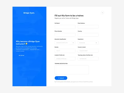 Bridge Gyan - Registration Form. 3d animation app branding design designing dribbble graphic design illustration logo minimal motion graphics popular trending typography ui ux vector web website
