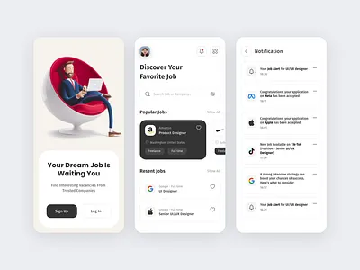 Job Finder App app application career clean concept design details featured finf job hiring job job finder job portal job search mobile online search ui ux vacancy