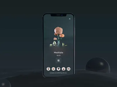 3D Concept - Meditation App 3d calm chill concept design layout meditate meditation relax ui uxui visual