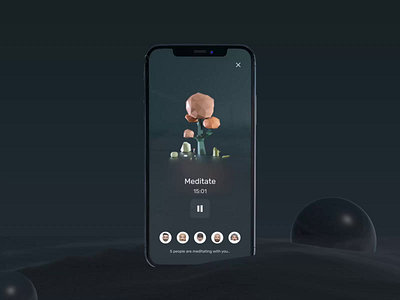 3D Concept - Meditation App 3d calm chill concept design layout meditate meditation relax ui uxui visual