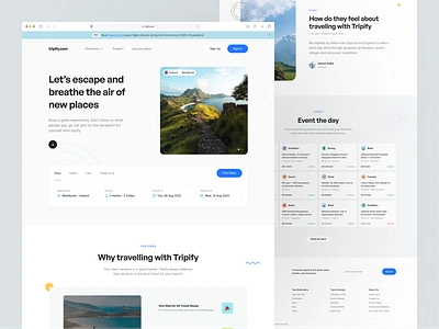 Tripify - Landing Page airbnb branding design design system desktop dipa inhouse graphic design holiday landing page staycation styleguide travel travelling trip ui ui design ux web design website website design