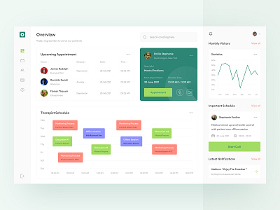 Therapist Dashboard UI appointment calendar chart dashboard download health illustration kit notification product schedule therapist ui ux website