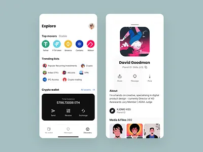 Crypto Network app binance bitcoin blockchain crypto cryptocurrency currency design ethereum exchange payment product qr receive send share social swap tokens wallet