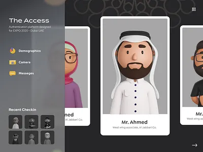 The Access - Security App 3d character checkin checkout concept creativity design desktop app dubai expo expo2020 faizan saeed illustrations interface mobile app security ui ui design ux web design