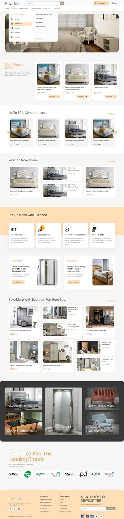 E-commerce furniture website landing page ui design web design web ui