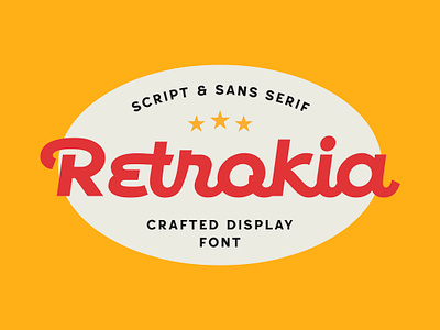 Download: Retrokia Display Font badge bold script display font logo pixelbuddha retro rough sans serif