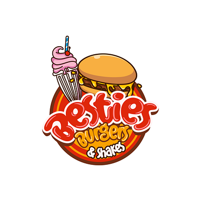 Burger Logo burger burger design burger logo character design design graphic design green illustration logo logo design milkshake milkshake logo red vector yellow