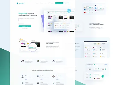 Time Tracking SAAS Landing Page app design interface landing monitoring notes page remote saas screenshot time tracking tracker ui ui design ux web design website