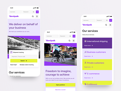 Venipak website redesign branding color component courier delivery design dpd figma flat landing page logo lpexpress minimal mobile mobile ui mobile ux ui ux venipak web