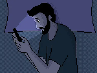 Scrolling before bed 8bitart characterdesign illustration marwanpixels pixel art pixelart pixelartist