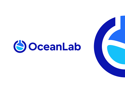 OceanLab Logo Design - Laboratory / Flask / Ocean / Water blockchain crypto brand clever data saas design flask icon identity lab lettermark logo logodesign logotype modern o monogram ocean water smart software symbol tech technology