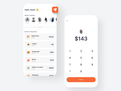 Mobile Wallet App finance mobile money orange transfer ui wallet