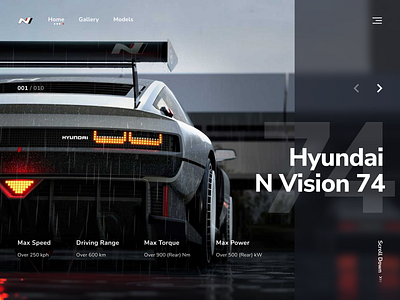 Hyundai N Vision 74 brand identity car concept design graphic design hyundai illustration responsive ui ux vision website design