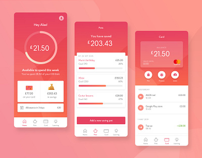 Mobile Banking App for Children app banking banking app children currency currency app finance mobile app saving ui ui design ux ux design