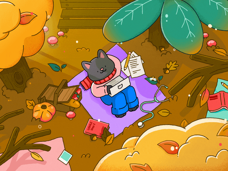 ๐Fall๐ butterfly cat character cute fall happy lofi beats medical nature park relaxing scene soothing studying