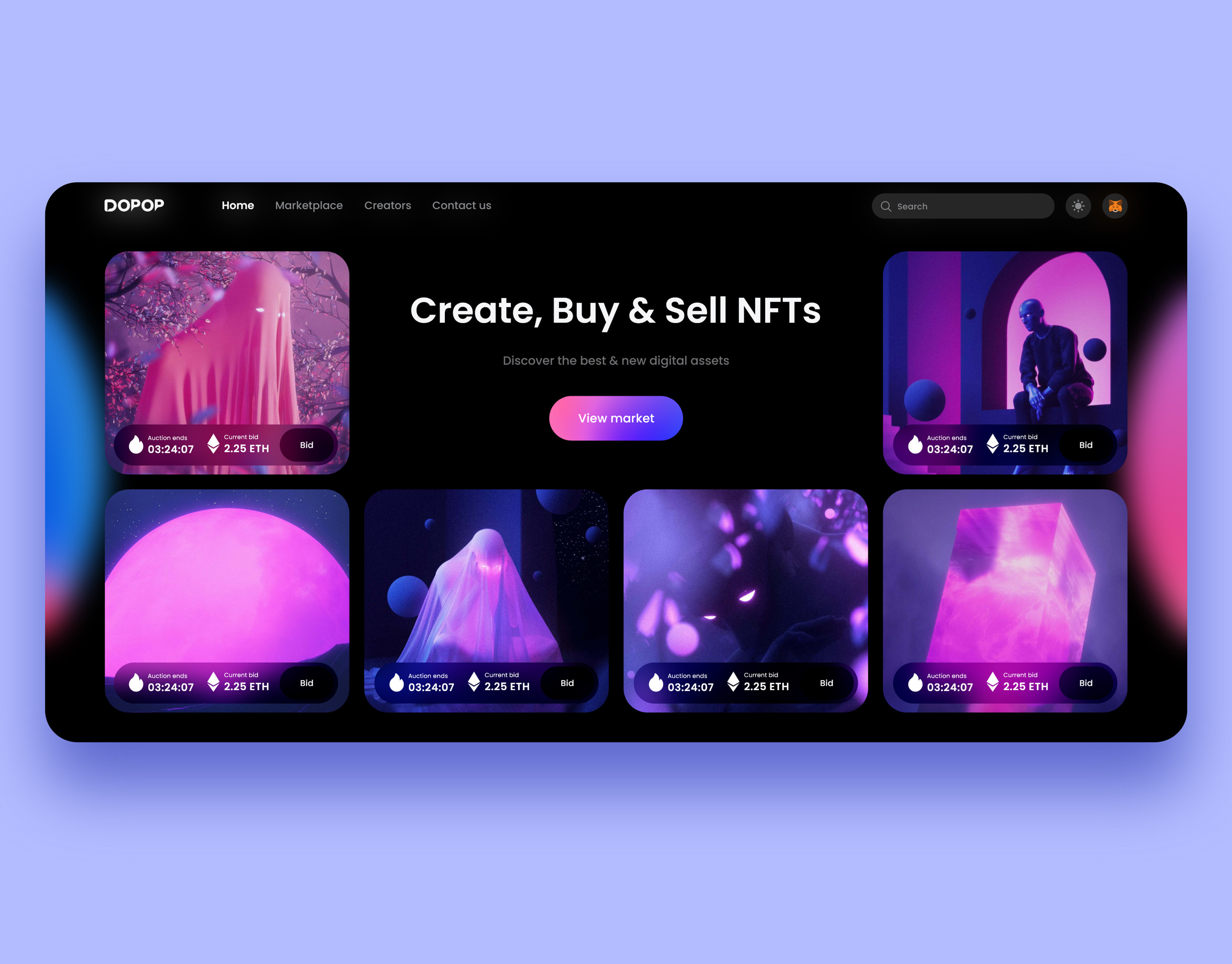 Dopop NFT Marketplace | Website Development | UI/UX Design app brand branding design designer development marketplace mobile nft ui ui design uiux uiux design user interface ux ux design web web design website website development