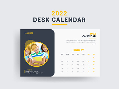 2022 Monthly Desk Calendar Design Template annual banner calendar calendar design calendar template day desk calendar flyer design kids calendar monthly paper print print item school school calendar templat vector wall calendar week year