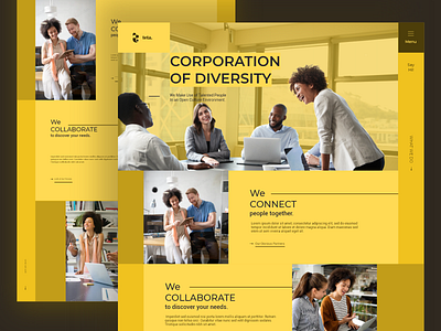 Corporation of Diversity Landing above the fold branding corporation demo diversity flat landing minimal mono color ui web design wordpress wordpress demo wordpress theme yellow