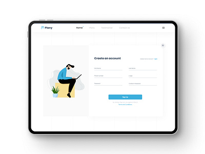 Registration Page cool design design illustration plan plany registration sign up simple design typography ui ux website