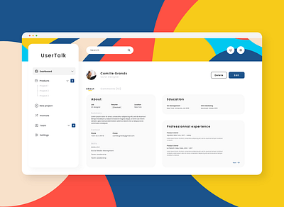 Usertalk - WebApp for UX Designers app application color dashboard design interface organisation ui ux webdesign