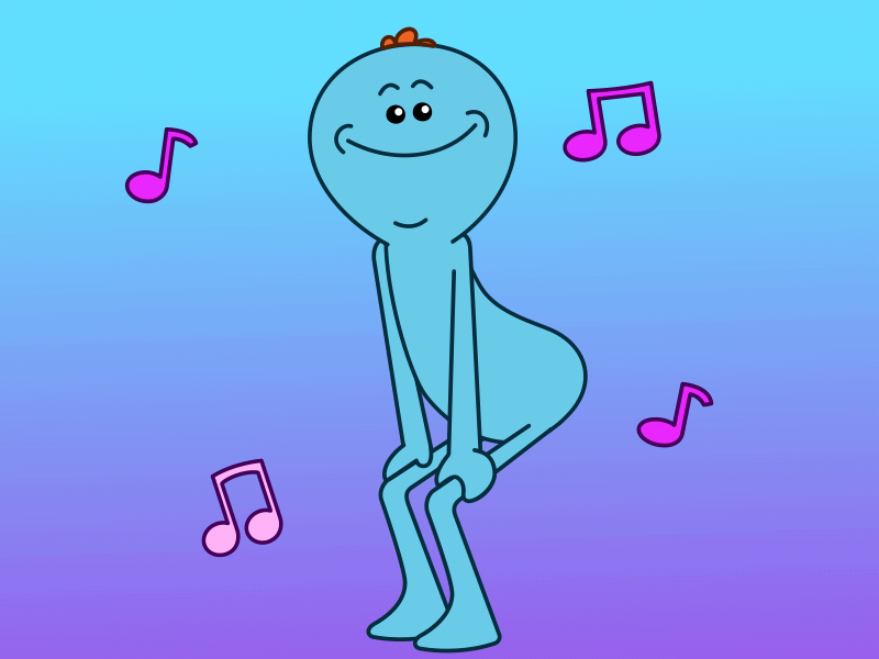 Meeseeks Dance 2d animation art cartoon dance design gif illustration meeseeks motion graphics music stickers vector