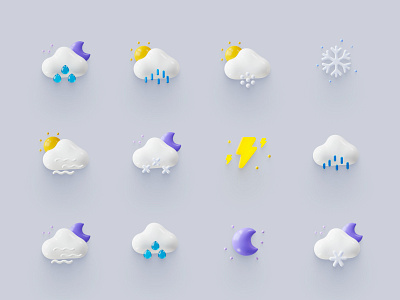 Weatherly 3D Icons 3d application blender craftwork design icons illustration illustrations inspiration landing logo marketplace ui volumetric weather weatherly web website