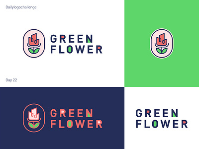 Green Flower logo dailylogo dailylogochallenge design graphic illustration illustrator logo logotype typo vector