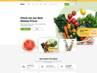 Disho Grocery Store WP elementor graphic design grocery store shop sketch store ui webdesign website woocommerce wordpress