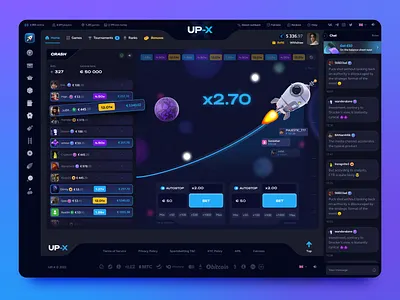 UP-X Redesign – Crash Game bet betting box case casino crash cyber dark mode dashboard gambling game game design gaming illustration interface jackpot platform store uiux web design