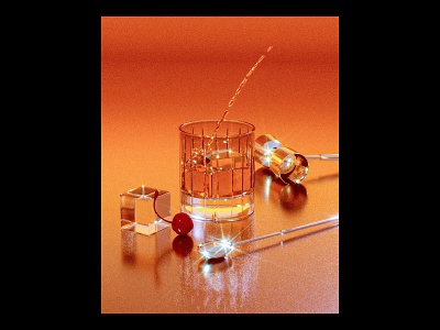 Old Fashioned Cocktail 3d alcohol bar bartender booze bourbon c4d cinema4d cocktail drink fashioned illustration liquor maxon old render retro spirits whiskey