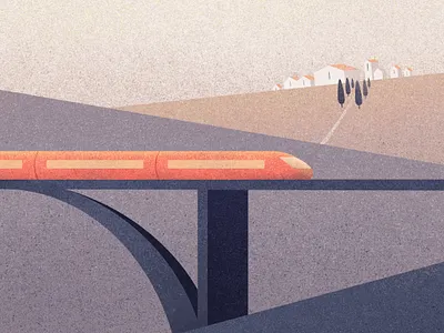 Illustrations for a Business Travel Management Platform animation car grain brush graphic design illustration landscape minimalistic motion graphics nature plane train travel app travel illustration traveling vector