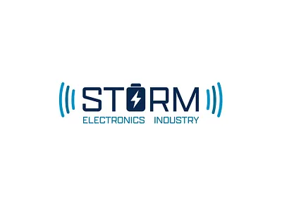 Storm Electronics Industry battery blue logo logodesign signal storm