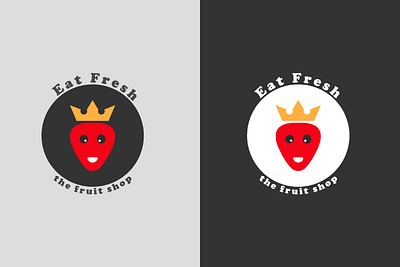 eat fresh fruit shop logo - strawberry mascot app logo graphic design logo logo design mascot mascot logo minimalist modern logo