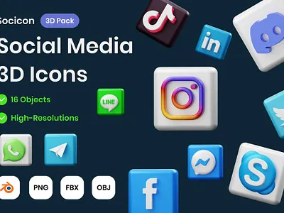 Social Media 3D Illustration 3d 3d art 3d illustration app application concept facebook graphics icons illustration instagram linkedin media messenger page skype social tiktok twitter whatsapp