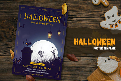 Happy Halloween Party Flyer Template catalog clean design flyer flyer minimal flyer template graphic design halloween happy horror illustration indesign magazine modern movie october october fest print printable template