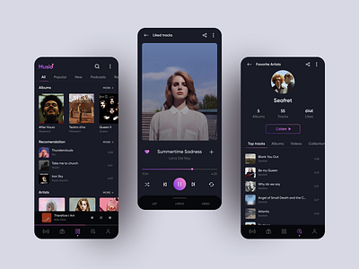 Musio | Music App app dark darkapp designmusic music musicapp ui uidesign uimusic