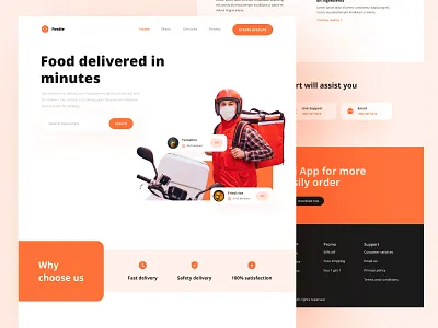Food Delivery Landing Page delivery design fast fast food flat food food delivery graphic design home home delivery minimal ui ui design uiux
