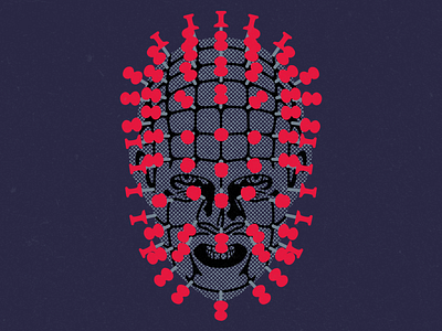 Pinhead, literal. design digital halftone hellraiser horror horror movies illustration photoshop pin pinhead pinterest texture wacom