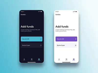 Add funds to am empty portfolio. Motocho add funds blockchain cashapp coinbase crypto deposit exchange finance fintech ios mobile portfolio product design receive robinhood trading transfer transfer funds ux wallet