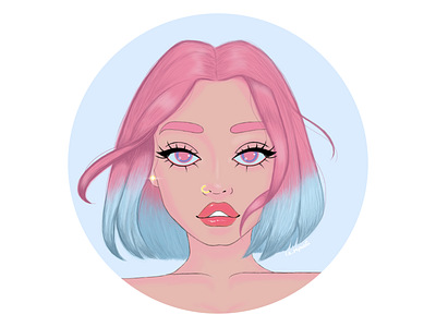 look at the world through rose-colored eyes...🌸 cartoon girl cartoon illustration cartoon portrait character design character illustration cute girl illustration light pink pastel colors pink eyes pink hair