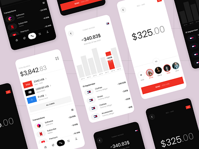 Mobile Design - Bank App Design bank card cards dark dark theme design system finance graphic design minimal mobile mobile design money transfer ui web design