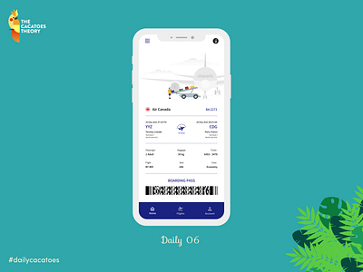 Airline ticket #dailycacatoes @design @ui airplaneticket cleardesign compagny compagnyairline dailycacatoes dailyui design mobile planeticket thecacatoestheory ticket ui